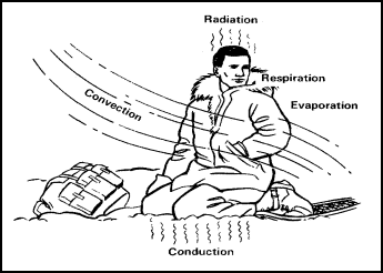 conduction vs convection heat loss human body diagram