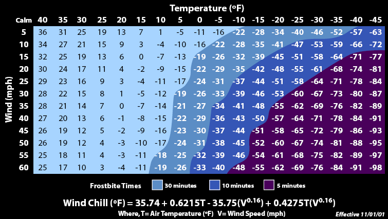 windchill-index-chart