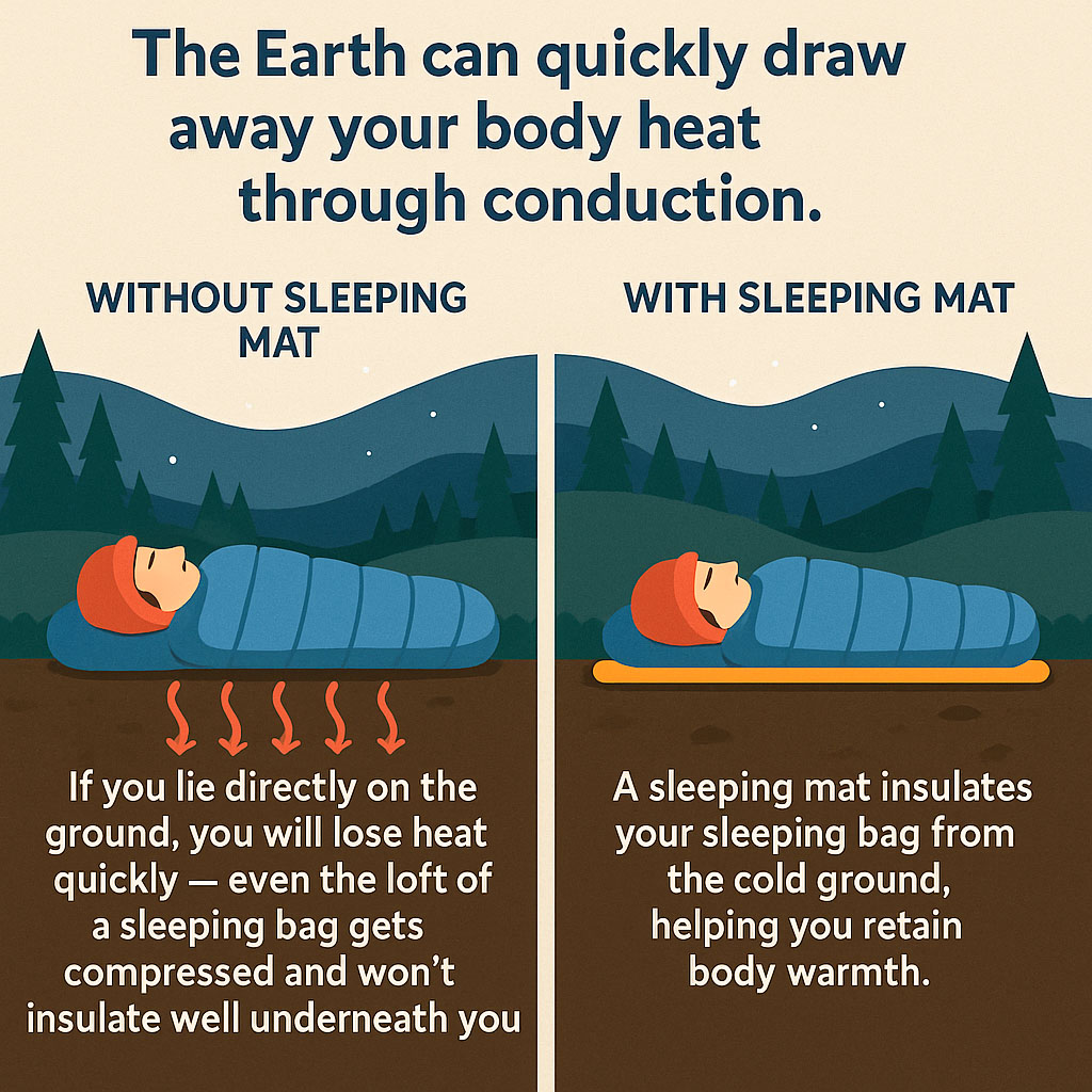 with and without a sleeping mat