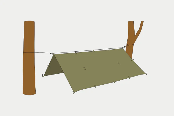 A-frame tarp setup diagram